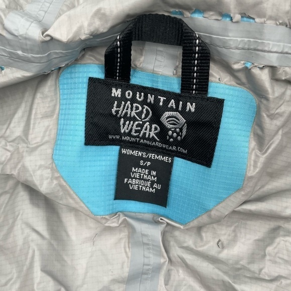 MOUNTAIN HARD WEAR Women’s Light Blue Hooded Rain Jacket Coat size: Small - Picture 9 of 13